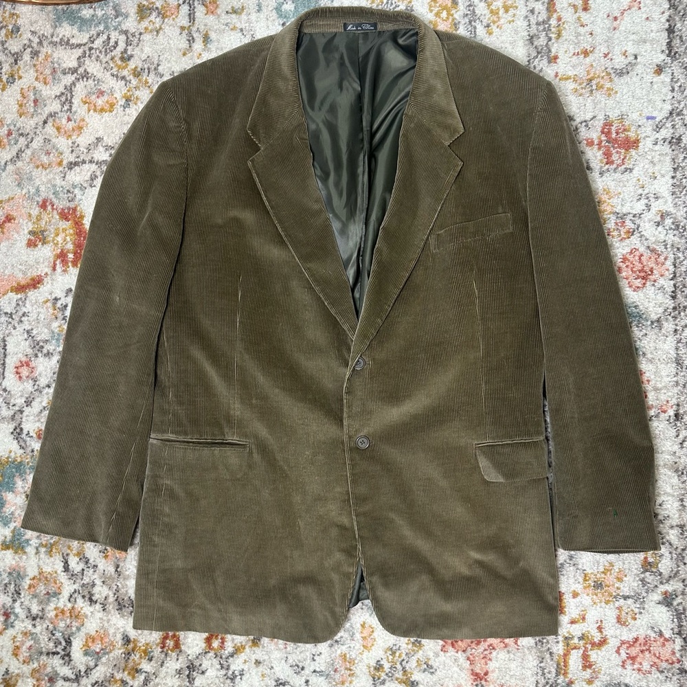 Monsieur Adolfo size 52L men’s corduroy jacket blazer elbow patch